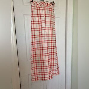 1970s Checkered White & Red Bell Bottom Pants